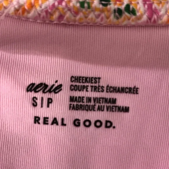 aerie women Cheeky Pink Green Paisley Floral Bikini Set small - Picture 3 of 4